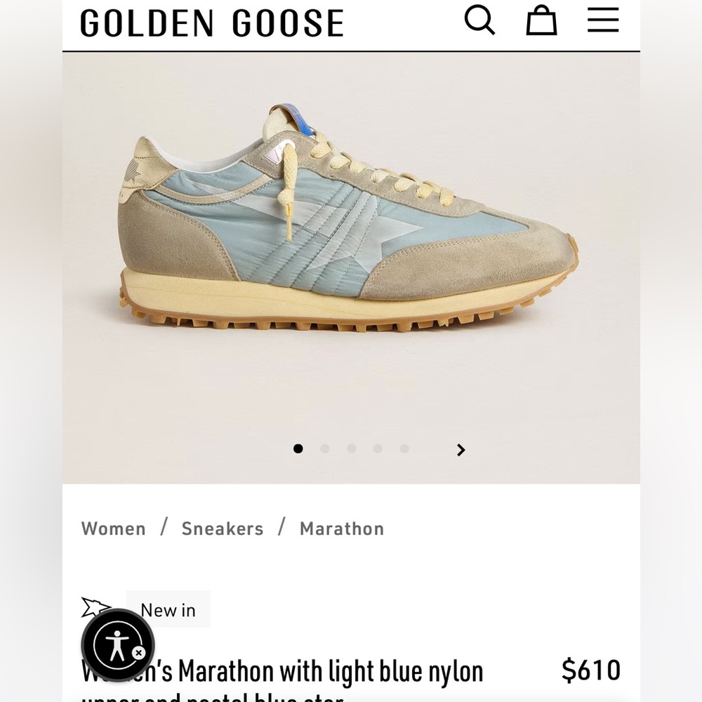 Golden Goose Marathon Sneaker Light Blue/Gray Suede/Silver sz 36 New in Box